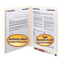 Smead End Tab Fastener File Folder, Antimicrobial, Shelf-Master Reinforced Straight Tab, Letter Size, Manila, 50/Box (34116)